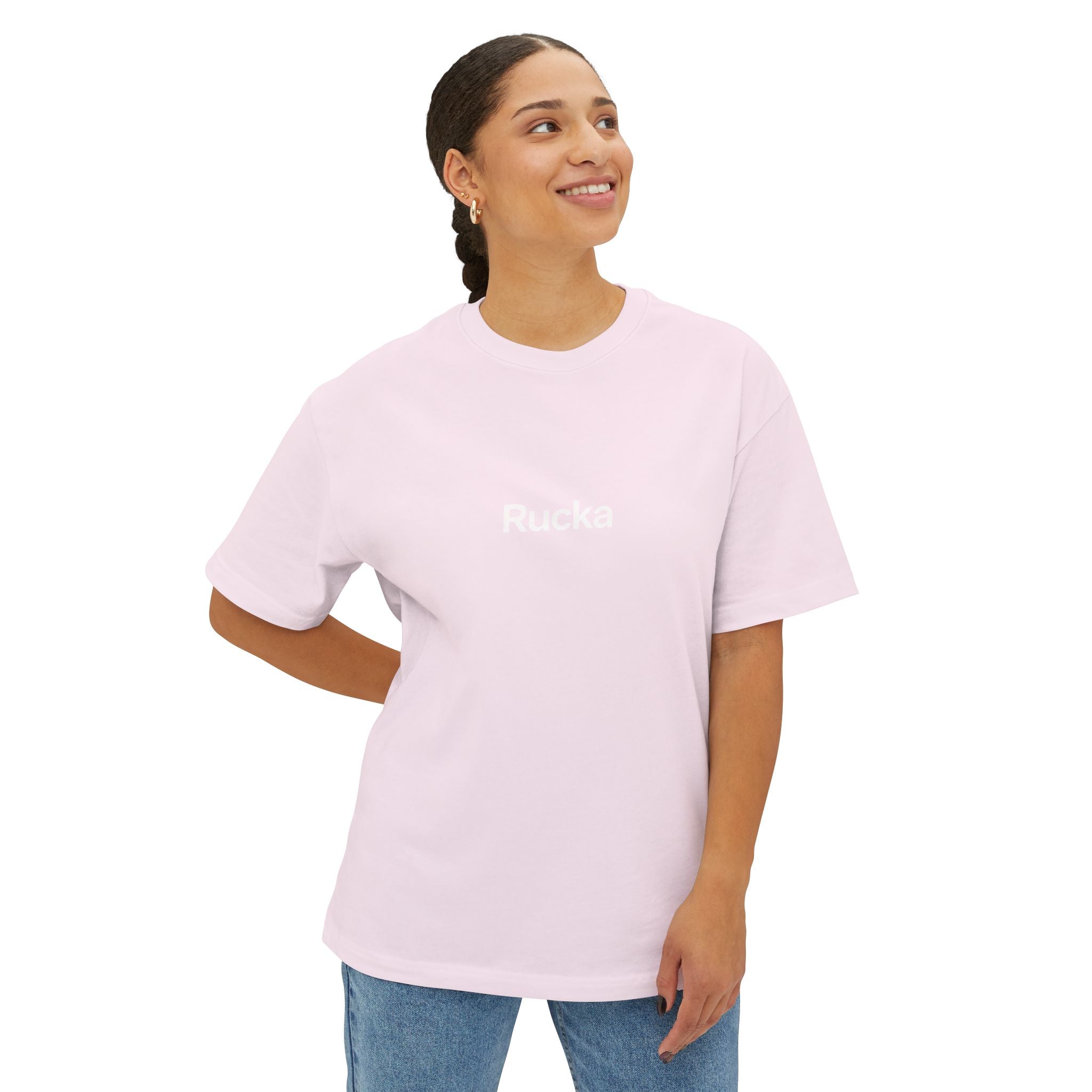 Rucka Minimalist Oversized Tee — Soft Pink Boxy T-Shirt